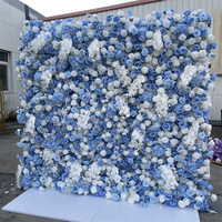 Fleurs artificielles en soie de haute qualité IFG, bleu bébé et blanc, mur moderne, écologiques, faites à la main, toile de fond de mariage