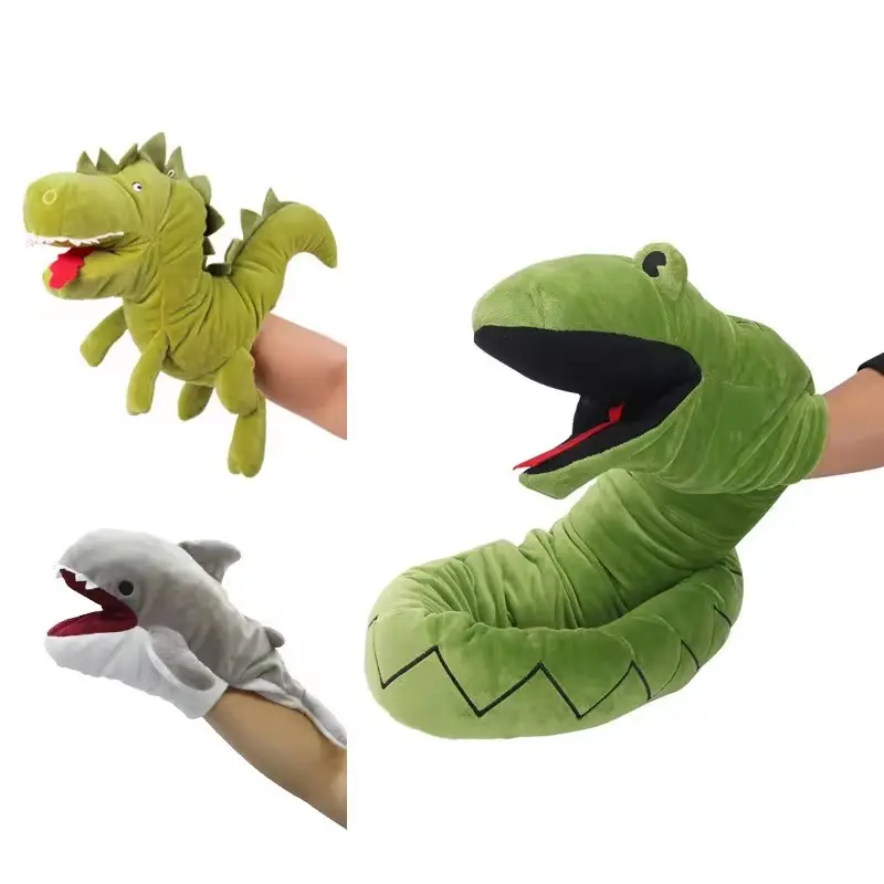 Wholesale Giant Snake Puppet Educational Toys Hand Puppets Plush Doll Cute Animal Shark Toy Long Snake Dinosaur Mouth Can Hands