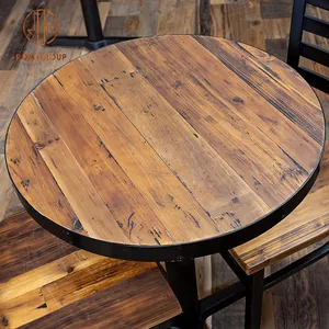 Juego de muebles de cafetería, sillas de cambio para restaurante, mesa redonda de madera sólida usada, venta al por mayor