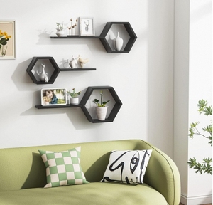 Kệ treo tường hình chữ nhật bằng gỗ thông để lưu trữ ảnh & cây cảnh trong phòng tắm, nhà bếp, phòng khách - Product Image 3