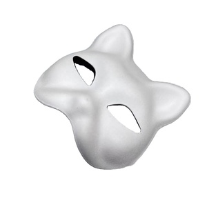 Sinh Thái Thân Thiện Với Giấy Bột Giấy Đúc Fox Mặt Nạ Trắng Đồng Bằng Mèo Mặt Nạ - Product Image 1