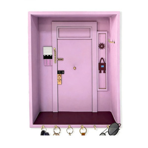 Armoire à clés murale en forme de mini-<span class=keywords><strong>porte</strong></span> en bois avec crochets intérieurs, boîte de rangement mignonne pour clés d'entrée, décoration murale pour la <span class=keywords><strong>maison</strong></span> - Product Image 1