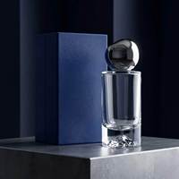 Flacon de parfum en verre de 50 ml avec impression personnalisée, bouchon cylindrique chromé poli, vaporisateur atomiseur, coffret cadeau haut de gamme