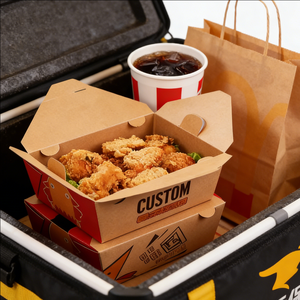 กล่องเบนโตะกระดาษคราฟท์แบบใช้แล้วทิ้งสำหรับอาหารจานด่วน กล่องบรรจุภัณฑ์สำหรับซื้อกลับบ้านพร้อมตัวแบ่งช่อง รูปทรงสี่เหลี่ยมผืนผ้า เป็นมิตรกับสิ่งแวดล้อม สามารถปรับแต่งได้ - Product Image 5