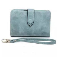 Dompet Pendek Uniseks Dompet Koin Portabel Kecil dengan Ritsleting Kulit PU Modis Dompet Tali Pergelangan Tangan dengan Banyak Slot Kartu