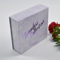 Boîte-cadeau personnalisée de texture de marbre violet de nouveauté avec le logo de marquage à chaud Boîte rigide de parfum cosmétique de style magnétique de Flip-top