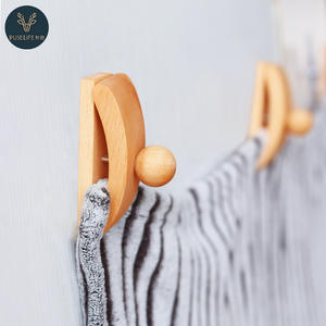 NOUVEAU Cintres en bois naturel pour <span class=keywords><strong>tapisserie</strong></span>, crochet pour peintures, cintres muraux en hêtre avec autocollants et vis pour le salon - Product Image 1