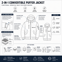 Veste d'hiver matelassée convertible pour homme sur mesure avec manches amovibles et capuche – Fabricant