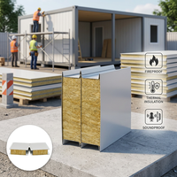 Panneau sandwich en laine de roche et acier galvanisé ignifuge pour maison conteneur, logement temporaire, isolation thermique, insonorisation, toit/mur