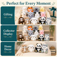 Porte-clés en peluche douce personnalisé mignon, animaux en peluche Kawaii (renard, panda, cochon, chien, husky, mouton), jouet porte-clés, breloque de sac moelleuse, cadeau pour filles