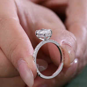 VOAINO Gia Igi 인증 Cvd HPT 랩 성장 다이아몬드 14k 18k 솔리드 골드 화이트 골드 링 타원형 약혼 반지 쥬얼리 - Product Image 4