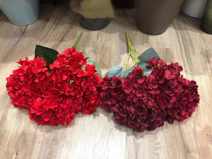 Chất Lượng Tốt Nhân Tạo Hoa Tú Cầu Bán Buôn 5 Đầu 7 Đầu Màu Đỏ Hoa Tú Cầu Cho Đám Cưới - Product Image 6