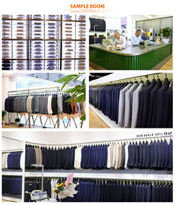 Оптовая продажа от фабрики OEM/ODM: Мужской деловой костюм (пиджак/блейзер) темно-синий, двубортный, из шерсти/шелка, приталенный крой - Product Image 6