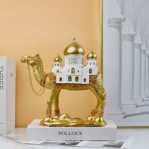 DAMAI Camel Statue Golden Camel Sculpture Animal Statues Wealth Collectible Figurine Ornament for Home Office <b>Table</b> Decoration - Product Image 3
