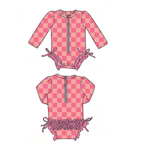 <span class=keywords><strong>Maillot</strong></span> <span class=keywords><strong>de</strong></span> <span class=keywords><strong>bain</strong></span> populaire à manches longues pour bébé, imprimé personnalisé, décontracté, pour nouveau-né, avec volants, fermeture éclair - Product Image 3