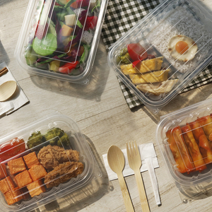 Per andare contenitori monouso a doppio colore 3 vano in plastica a conchiglia contenitori per alimenti scatola quadrata per uso ristorante - Product Image 6