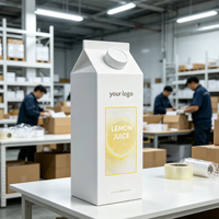 Boîte en carton à toit ouvrant personnalisée pour jus de fruits (orange, citron, pamplemousse, mangue, ananas, litchi, goyave)