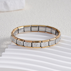 Stainless Steel Modular Bracelet Star Pattern Elastic Unisex Jewelry - Product Image 3