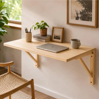 Bureau mural en bois de pin massif naturel, gain de place, pour salon et bureau à domicile, bureau mural flottant, table Murphy