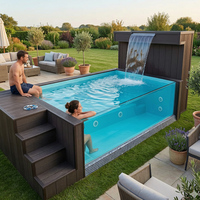 Piscine hors sol sur mesure en conteneur maritime, grande piscine extérieure, spa jacuzzi, maison préfabriquée bleue, Chine