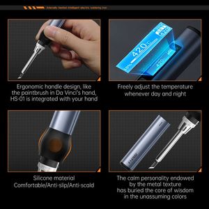 FNIRSI HS-01 Adjustable Temperature Soldering Iron DC 24V 80-420c Welding Solder Rework <b>Station</b> PD 65W Portable Repair <b>Tool</b> - Product Image 6