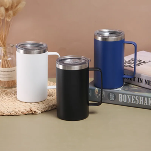 แก้วกาแฟสแตนเลสเก็บความร้อนพร้อมฝาปิด, แก้วกาแฟสุญญากาศสองชั้น, แก้วเดินทางมีหูจับ - Product Image 6