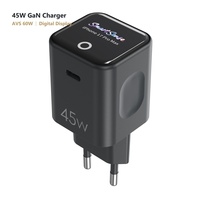 Adaptateur secteur GaN 45W AVS 60W avec écran LCD intelligent, chargeur mural USB C rapide, ETL PSE RoHS, prise compacte pour le bureau et les voyages