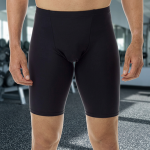Shorts de compression noirs unis pour hommes, taille élastique, sous-vêtements de sport sans couture - Product Image 5