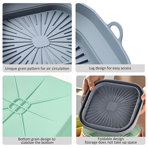 Friggitrice ad aria commerciale cestino in Silicone pieghevole stampo quadrato riutilizzabile Pan Liner forno teglia <span class=keywords><strong>Pizza</strong></span> pollo fritto altri alimenti - Product Image 3