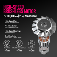 Sèche-cheveux FirePhoenix M2 OEM ODM 1875W avec moteur sans balais, ionique anti-frisottis, léger (430g), autonettoyant, prise US 125V