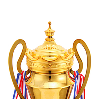 Grand trophée mince à deux oreilles pour la compétition de football Champion Awards Gift Quality Custom Brand Glossy Metal Trophy Cups
