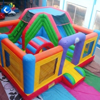 Château gonflable commercial en PVC coloré avec toboggan, certifié CE, taille personnalisable, installation facile pour la location événementielle