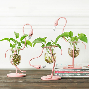 Florero de vidrio hidropónico con soporte de metal, transparente, colgante, tubo de vidrio - Product Image 6