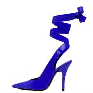 Escarpins d'été respirants à lacets, talons aiguilles souples, talon ouvert, sexy, couleur unie, grande taille 43 pour femme - Product Image 4