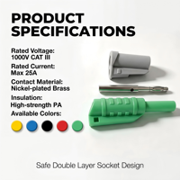 Prise banane de sécurité 4 mm, conception double usage pour insertion directe et soudage, connecteur électrique fiable fabriqué en Chine