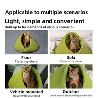 Nid douillet semi-fermé en polaire pour animaux de compagnie, idéal pour l'hiver, respirant, en peluche, léger, lavable, pour chiots et chats
