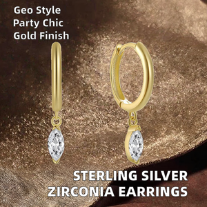 925 <b>Sterling</b> <b>Silver</b> Zirconia Horse Eye Pendant Simple Geometric Stud Earrings Hoop <b>Huggie</b> Diamond Pendant for Anniversary Party - Product Image 3