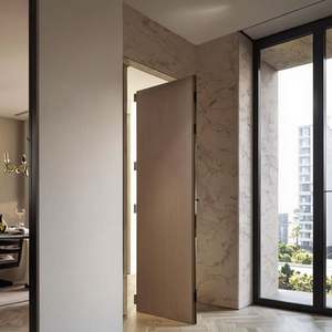 Puertas de Entrada Modernas de Madera Maciza de Lujo, Alta Seguridad, Resistentes al Agua, Se Acepta OEM/ODM, Superficie Acabada para Uso Interior - Product Image 1