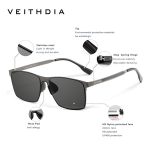 Veithdia Men's Square <b>Frame</b> Sunglasses 8226 Metal <b>Frame</b> Nylon Lens UV400 Protection Type 3 Sunshades - Product Image 3