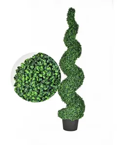 UV-Resistant 175cm High Artificial Boxwood Tree Spiral Topiary Indoor Outdoor Decorative Usage Durable Artificial Plants Leaves
