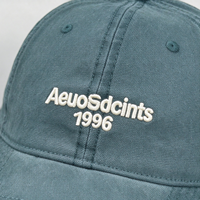 Casquette de baseball en sergé de coton lavé à 6 panneaux, style vintage, avec logo brodé personnalisé, visière incurvée, ajustable, vente en gros OEM