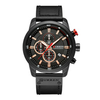 Reloj de cuarzo clásico para hombre, correa de cuero genuino de alta calidad, cronógrafo, moda de negocios, reloj de cuarzo deportivo de lujo, CURREN 8291