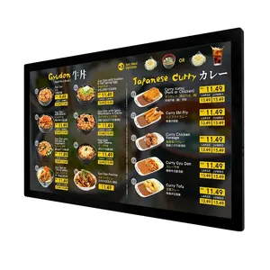 Sistema Android de 43 pulgadas montado en la pared para interiores, pantalla Lcd sin contacto, tablero de menú de señalización Digital ultrafino para restaurante