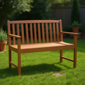 Banc de jardin en bois à 2 places avec accoudoirs et dossier, mobilier d'extérieur, finition naturelle, design traditionnel - Product Image 2