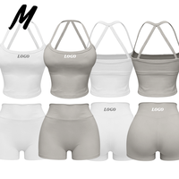 Ensemble de fitness pour femme Milady, couleur unie, débardeur rembourré, coupe ajustée, pantalon large, ensemble de sport 2 pièces, personnalisable