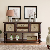 Console en bois massif style campagnard américain, noyer noir, couleur antique vintage, avec rangement, pour hall d'entrée et salon, Guangdong Home