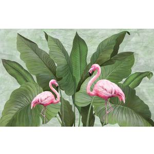 家の装飾のためのデザイン芸術的なかわいいフラミンゴバナナの葉の壁紙壁画 - Product Image 5
