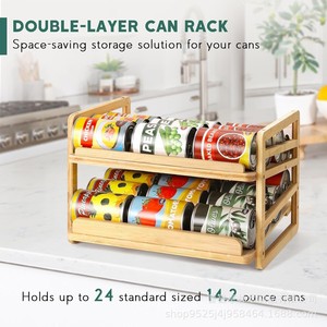 Wooden can storage rack, stackable snack rack, solid wood <b>kitchen</b> countertop condiment rack - Product Image 2