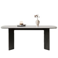 Table à manger et chaise en bois massif rétro français 2024 nouveau panneau de roche noir meubles crème style antique salon japonais