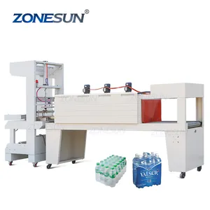 ZONESUN ZS-SPL5 Chai Nước Giải Khát Bán Tự Động Cho Thú Cưng Máy Đóng Gói Cắt Màng Co Nhiệt Đường Hầm